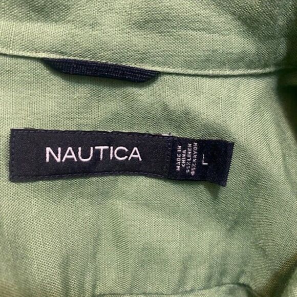 Nautica Green Linen Blend button-down shirt, size L - Picture 3 of 4